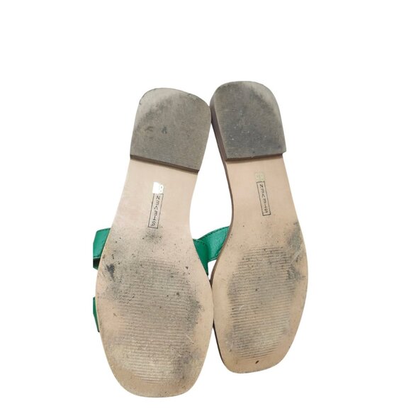Steven New York Green Leather H Strap Slides Sandals Square Toe Women’s Size 8.5 - Picture 9 of 13
